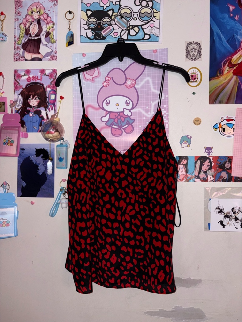 Red and Black Leopard Print Cami Tank